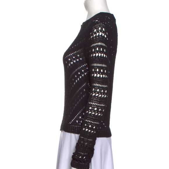 NWOT Theory Black Sweater Size Petite.Crewneck.Eyelet trim.Slim fit. - Picture 2 of 3